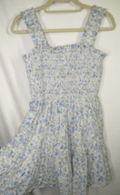 Aqua Women&#39;s Size M Blue Floral Eyelet Smocked Cotton Mini Dress - £31.86 GBP