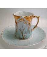 Delicate DEMITASSE Watery Woodland Teacup &amp; Saucer 1920 - £34.59 GBP