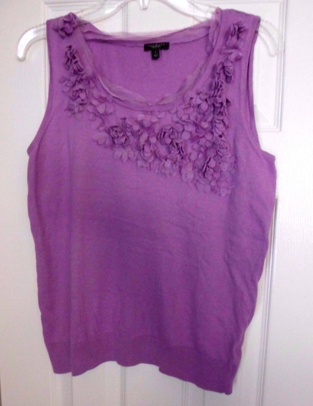 Primary image for TALBOTS Top Shirt Tank FLOWERS Size S Purple Sleeveless