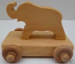 Elephant On Wheels 1980s California Artisan Wood Toy - £22.67 GBP