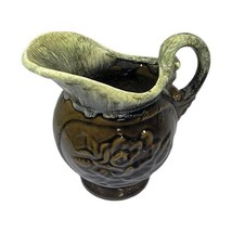 Vintage Hull Pottery USA Green Drip Glaze A50 Embossed Rose Pitcher 3D V... - $26.93 CAD