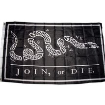 3X5 Black Join Or Die Benjamin Franklin Tea Party Flag 3&#39;X5&#39; House Banner - £3.90 GBP