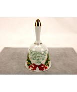 Porcelain Hand Bell, Helen Steiner Rice, Vintage 1978 Christmas, Holly &amp;... - $19.94 CAD