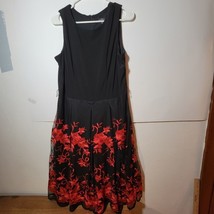 Women&#39;s Black and Red Dress lace overlay R&amp;K size 14 has Belt loops but ... - £15.08 GBP