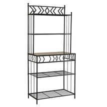 Kitchen Bakers Rack in Black Metal with Marble Finish Top - $5,717.58 MXN