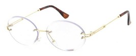 GOLD LUXURY ROUND OVAL RIMLESS SUNGLASSES CLEAR LENSES FANCY ELITE HIP H... - $6.60