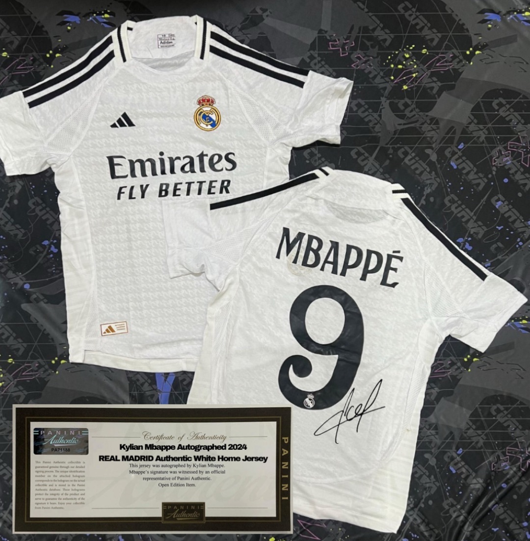 Real Madrid Mbappe SIGNED Home Full Kids Kit 2024/25 +COA /FREE SHIPPING