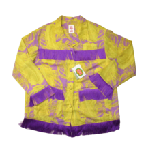 NWT Iris Apfel x H&amp;M Oversized Fringed Shacket in Yellow Purple Feather ... - £171.26 GBP