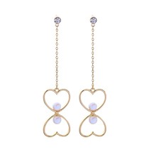 KISS ME Lovely Imitation Pearl Heart Earrings for Women 2021 Korean Fashion Gold - £6.49 GBP