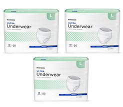 54 ct McKesson Ultra Adult Disposable Underwear Pull On Diaper Tear Away Seams L - £24.08 GBP