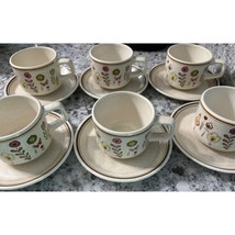 Vtg Lenox TemperWare &quot;Sprite&quot; Set Of 6 Cups &amp; Saucers  Floral Design - $20.67
