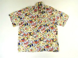 Enrico Capucci Multicolor Art Short Sleeve Button Front 100% Silk Mens XLarge - £32.06 GBP