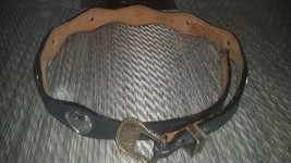 Hand Made Black Leather Silver Heart Western Belt Sz 32 From Allen&#39;s Boo... - $24.99