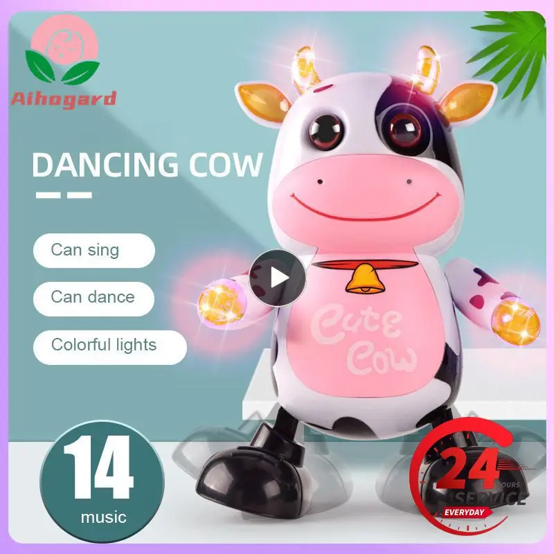 1pc Funny Dancing Cow Robot Toy With Light Sound Guide Baby Crawling Educational - £23.46 GBP+