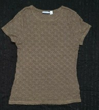 Casual Dress Croft &amp; Barrow Blouse Short Sleeve Tee Top TShirt Sz L Coff... - $12.24