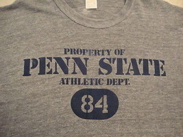 Vintage Penn State Nittany Lions Soft Paper Thin Gray Rayon Tri Blend T Shirt L - £37.32 GBP