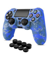 Controller Skins for PS4 - Camo Mosaic Blue Silicone Protector Case Skin - £22.13 GBP