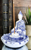 Ebros Meditating Buddha Incense Holder Burner in Terracotta Blue 4.25&quot; High - $15.99