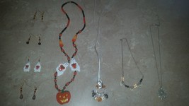 Halloween Ghost Pumpkin Jewelry Necklace Earrrings Huge Lot Vintage Lot - $45.00