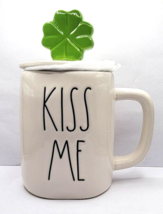 RAE DUNN Magenta Artisan Coffee Cup Mug With Cover Lid KISS ME SHAMROCK ... - £15.21 GBP