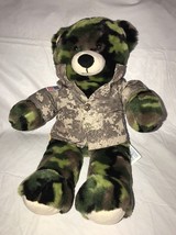 Build A Bear Green Army Military Camouflage Camo Plush Teddy Bear 16” BABW - $15.99