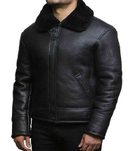 Mens b3 shearling black leather jacket2 thumb200