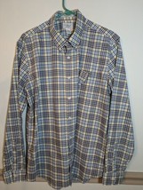 LL Bean Men&#39;s Shirt Blue/Yellow Plaid Wrinkle Free Slim Fit Button Down ... - $13.85