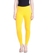 Women Solid Premium Cotton Ankle Length Legging Size L Casual Wear Yellow - $15.73
