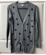 Old Navy Sweater Womens Size XS Dark Gray Button Up Festival Sequined Gr... - $9.16