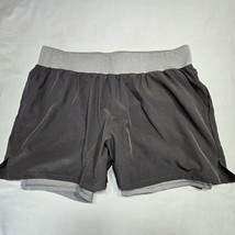 Tek Gear Workout Shorts Black Gray Stretch Sporty Inner/Outer Lined Women Size L - $11.70