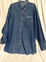 Fetish Large Denim Long Sleeve Button Up Shirt Alaska Embroidered 32 in ... - £18.13 GBP