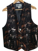 Vintage Rhonda Stark Suede Wild Animal Pictograph Vest Western LARGE - $1,429.03 MXN