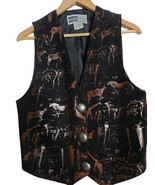 Vintage Rhonda Stark Suede Wild Animal Pictograph Vest Western LARGE - $76.13