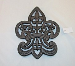 Fleur De Lis Trivet Cast Iron Ornate Kitchen Decor Pot Holder Wall Art 9.5&quot; - £9.44 GBP