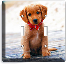 Cute Puppy Dog Beach Red Bandana Double Light Switch Wall Plate Room Home Decor - £8.91 GBP