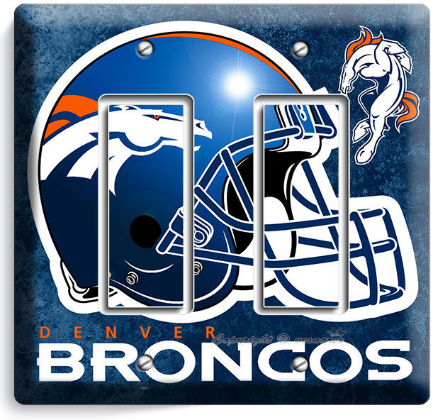 DENVER BRONCOS LOGO FOOTBALL DOUBLE GFCI LIGHT SWITCH WALL PLATE BOY ROOM GARAGE