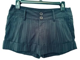 Forever 21 Vintage Womens Jr. Small Charcoal Gray &amp; Blue Pinstripe Cuffed Shorts - $12.95