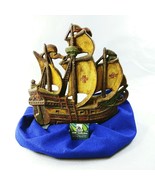 Doorstop Cast Iron Galleon Ship Painted with Red Cross on Sails - €104,96 EUR