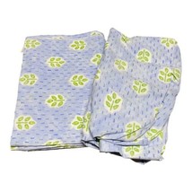 Vintage Twin Sheet Set Blue green Leaves Flat Cottage Boho Fitted Sheet 42”x73” - £25.69 GBP