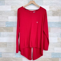 Soho Jeans Split Back Tunic Sweater Red High Low Zipper NY&amp;Co Womens Medium - $29.69