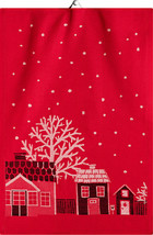 Ekelund Julstad Towel - Organic Cotton Winter Scene Red Swedish Kitchen Towel - £21.76 GBP