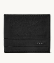 New Fossil Lufkin Traveler Leather Wallet Black - £22.75 GBP