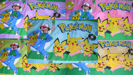 LOT 1 set 5 pcs panels 5 colors PokemonPikachuFamilyFriends Quilting Fabric - £31.13 GBP