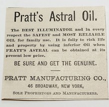 Antique 1884 Pratt&#39;s Astral Oil Lighting Lamp Advertisement Ephemera 2 x 2 - £14.85 GBP