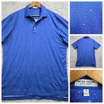 Peter Millar Polo Shirt Mens Medium Blue Summer Comfort Fish Performance Golf - $34.95