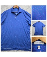 Peter Millar Polo Shirt Mens Medium Blue Summer Comfort Fish Performance... - $34.95