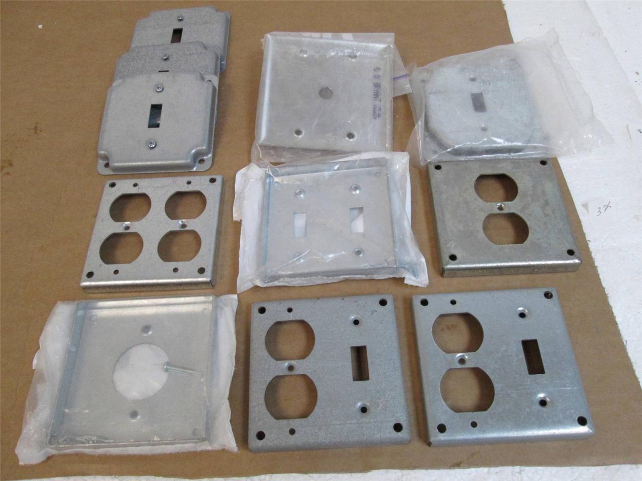 Lot of 11 Miscellaneous Mixed Square Box Outlet Covers & Openings - Heavy Metal - $34.90