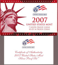 2007 SILVER PROOF SET  - Complete With Box &amp; Certificate of Authenticity - $58.95