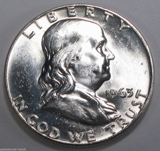 1963 D Franklin Silver Half Dollar  Brilliant White Coin with Great Bell Lines - £19.83 GBP