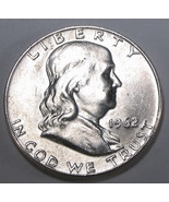 1962 D Franklin Silver Half Dollar  Brilliant White Coin with Great Bell... - £19.77 GBP